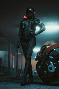 Cyberpunk 2077 Scifi Biker Girl (1280x2120) Resolution Wallpaper