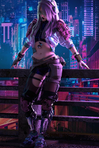 Cyberpunk City Girl 4k