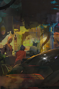 Cyberpunk City Paint Art 4k