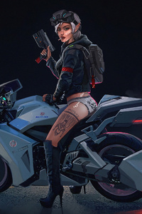 Cyberpunk Girl Bike4k (800x1280) Resolution Wallpaper