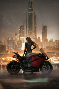 Cyberpunk Huntress Overlooking The Metropolis (750x1334) Resolution Wallpaper
