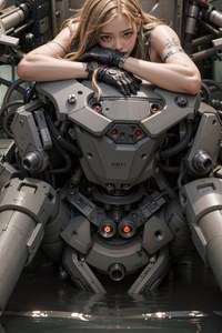 Cyberpunk Scifi Girl In Urban Robot World (240x400) Resolution Wallpaper
