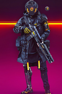 Cyberpunk Soldier Turbo Police 4k