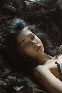 Cyborg Girl Sleeping (1080x2400) Resolution Wallpaper