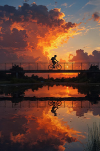 Cyclist Boy Through The Clouds And Silence (720x1280) Resolution Wallpaper