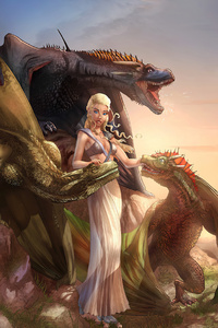 Daenerys Targaryen With Dragons 4k