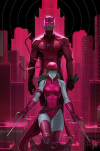 Daredevil And Elektra Unveiled (2160x3840) Resolution Wallpaper