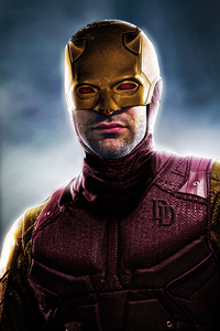 1242x2688 Daredevil Red Yellow Suit