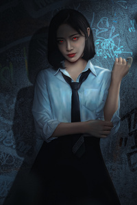 Dark Anime Girl The Demon Behind The Uniform (1280x2120) Resolution Wallpaper
