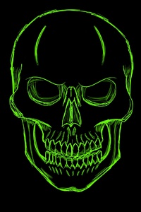 Dark Green Skull Minimalism Art