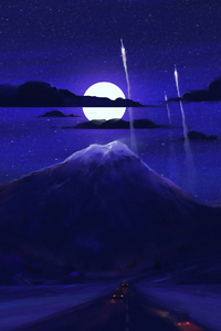 Dark Moon Night Minimal Art (640x960) Resolution Wallpaper