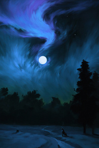 Dark Moon Wolf Howling 4k (1125x2436) Resolution Wallpaper