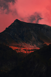 Dark Mountain Under Burning Skies (750x1334) Resolution Wallpaper