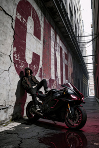 Dark Rider Portrait Motorcycle (1280x2120) Resolution Wallpaper