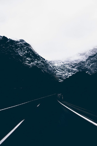 1242x2688 Dark Road Covered By Mountains