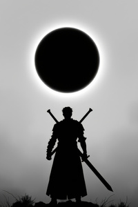 Dark Silhouette Of A Lone Warrior (1280x2120) Resolution Wallpaper