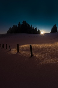 Darkness Winter Snow Backlit 5k