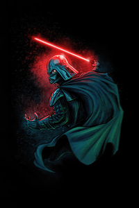 Darth Vader Lightsaber Casting Shadows (1080x2160) Resolution Wallpaper