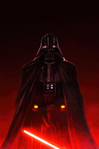 Darth Vader Minimal In Fiery Red (240x320) Resolution Wallpaper