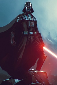 640x960 Darth Vader With A Red Lightsaber 8k
