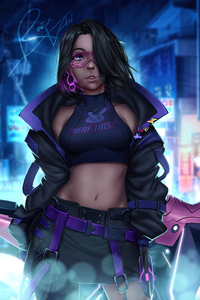 1280x2120 Day And Night Cyber Girl 5k