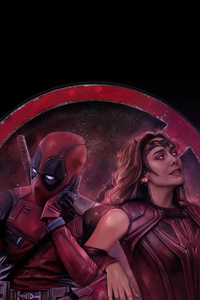 Deadpool And Scarlet Witch A Chaotic Crossover (1080x2280) Resolution Wallpaper