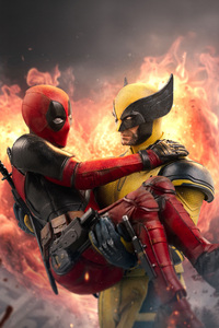 Deadpool And Wolverine Face Off (1242x2668) Resolution Wallpaper