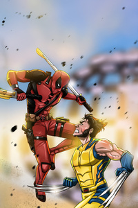Deadpool And Wolverine Long Fight (1080x2160) Resolution Wallpaper