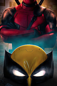 Deadpool And Wolverine Mask (640x960) Resolution Wallpaper