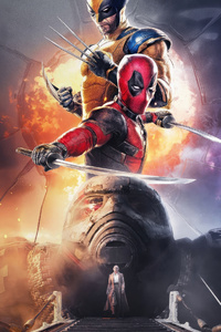 Deadpool And Wolverine Reign Over Storms (240x400) Resolution Wallpaper