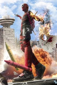 Deadpool Burning On The Edge (640x1136) Resolution Wallpaper