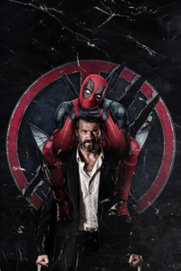 1280x2120 Deadpool Hitching A Ride On Wolverine Shoulders