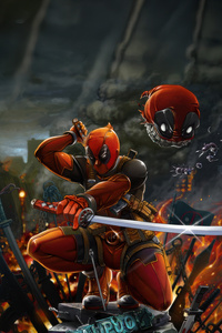 Deadpool Justice Collides (1440x2560) Resolution Wallpaper
