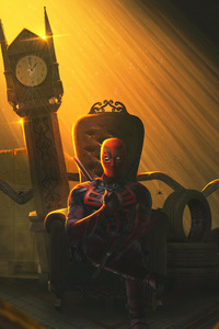 Deadpool Lounging On The Sofa (1440x2960) Resolution Wallpaper