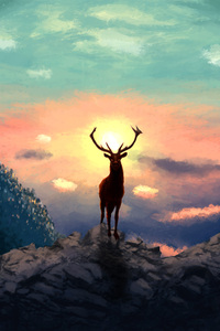 Deer Artwork 4k (1440x2560) Resolution Wallpaper