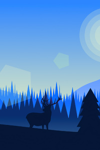 1080x2160 Deer Forest Vector Illustration