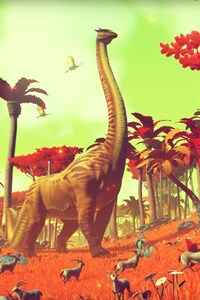 Dinosaur In No Mans Sky Game (640x1136) Resolution Wallpaper