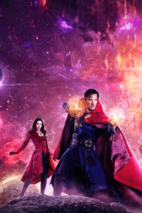 Doctor Strange And Scarlet Witch Flames And Power (1440x2560) Resolution Wallpaper