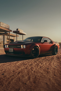 Dodge Challenger In Desert (1280x2120) Resolution Wallpaper