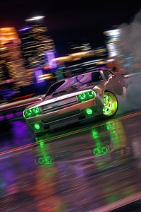 Dodge Challenger Neon Wheels 4k