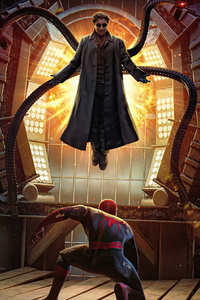 Dr Octupus Vs Spider Man (320x568) Resolution Wallpaper