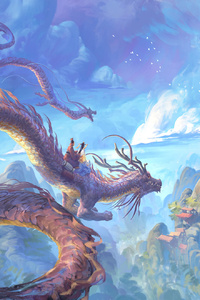 Dragon Cloud Fantasy Mountain Temple (240x400) Resolution Wallpaper