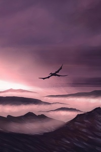 Dragon Flying Over The Mountains 4k (480x854) Resolution Wallpaper