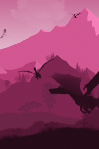 1080x2280 Dragon Of Pink Mountains Minimal 5k