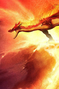 Dragon Throwing Flame Art 4k (320x480) Resolution Wallpaper