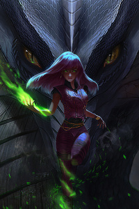 Dragon With Girl 4k (640x1136) Resolution Wallpaper