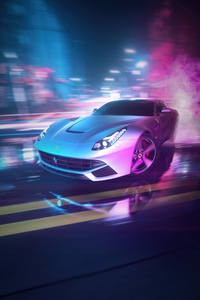 Drifting Ferrari Neon Streets 4k (800x1280) Resolution Wallpaper