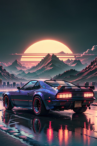 Driving Into The Sunset (1280x2120) Resolution Wallpaper