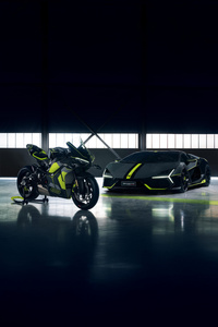 Ducati Panigale V4 Lamborghini Revuelto (240x400) Resolution Wallpaper