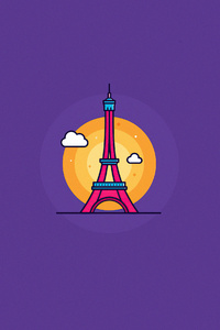 Eiffel Tower Minimal 4k (1080x2280) Resolution Wallpaper
